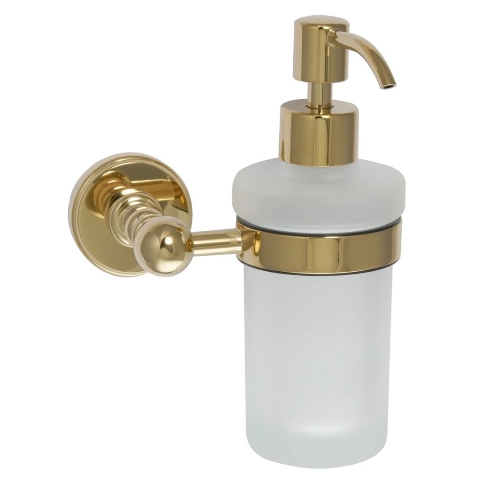 JTP Grosvenor Polished Gold Frosted Glass Soap Dispenser Cut Out